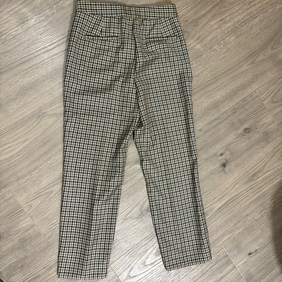 Massimo Dutti 100% Wool Trousers Womens Sz 2 Check Black Yellow White Preppy - Picture 11 of 14